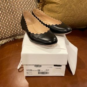 Chloe black leather ballerina flat size 5